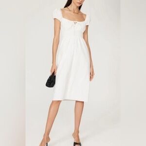 Reformation Arna Short Sleeve Lined Smocked Midi Dress